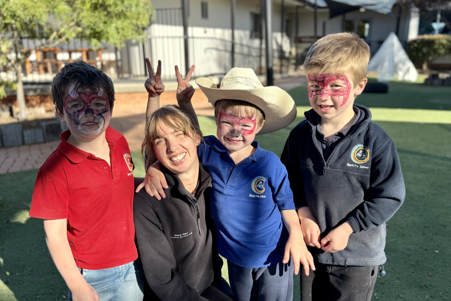 NOTHING LIKE A FRESH START: Antoinette Goodman – Trainee Children’s Services with some of the children she cares for at her employment at Bland Pre-School. Photo supplied.