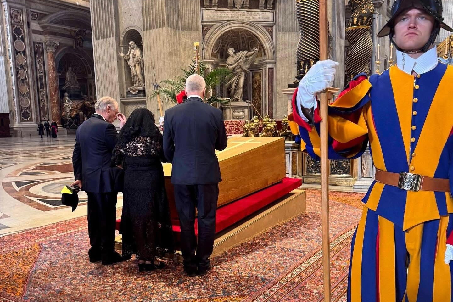 Michael McCormack, right, paying his respects to the late Pope Francis.