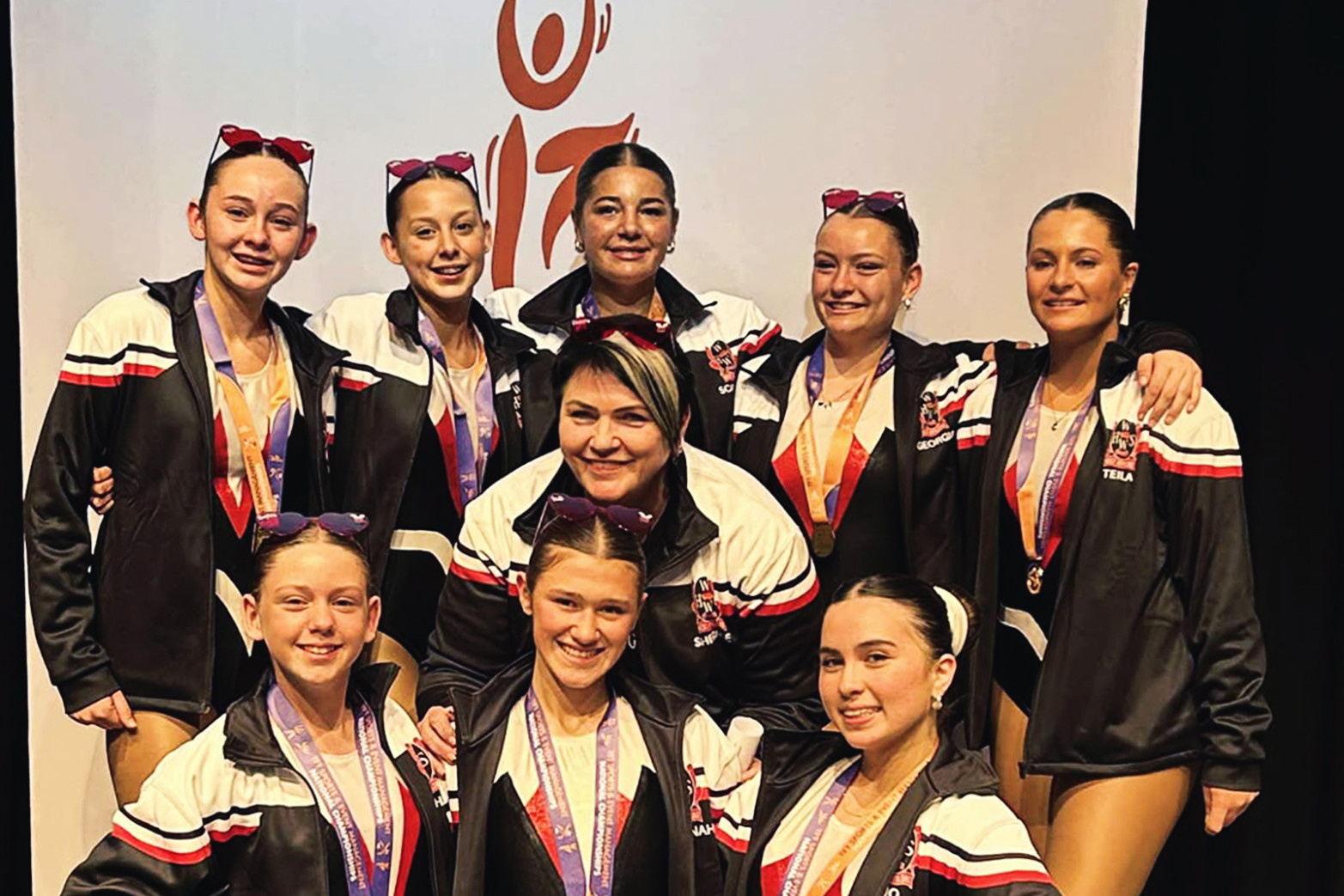 WINNERS: TEAM photo above: L-R Top row - Layla Read, Emily Seaman, Scarlett Webster, Georgia Collins, Teila Kremer. Middle - Sherrie Clemson - Coach; Bottom row - Sophie Seaman, Indianah McLauglin, Jogele-An Dignan. Photo supplied.